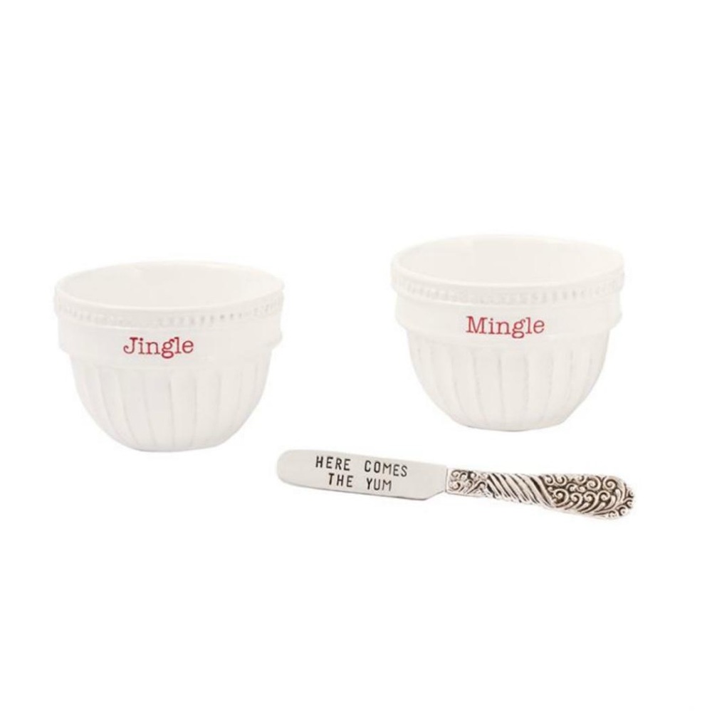 MUD PIE~3 PIECE DIP CUPS & EMBOSSED SPREADER